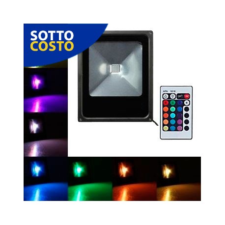 PROIETTORE LED 30W RGB SOTTILE  +RADIOCOMANDO