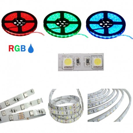 STRISCIA LED 5050-60LED/MT RGB 5mt 12V IP20  NON RESINATO RGB