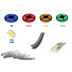 STRISCIA LED 5630-60LED/MT BIANCO C. 5mt 12V IP44  NON RESINATO BIANCA