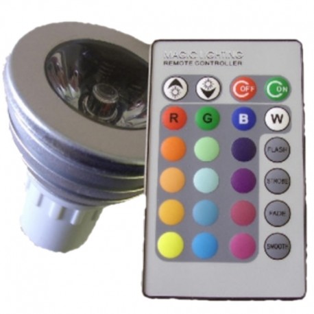 LAMPADINA LED BULBO 3W RGB  RADIOCOMANDO - E27